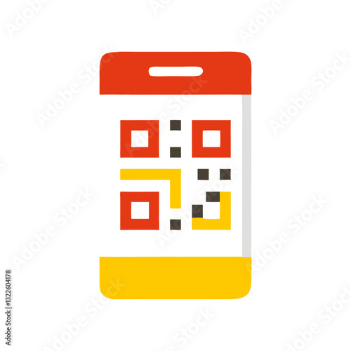 Outline of QR code on smartphone screen icon. Use for tech tutorials, mobile app guides, and digital payment methods.