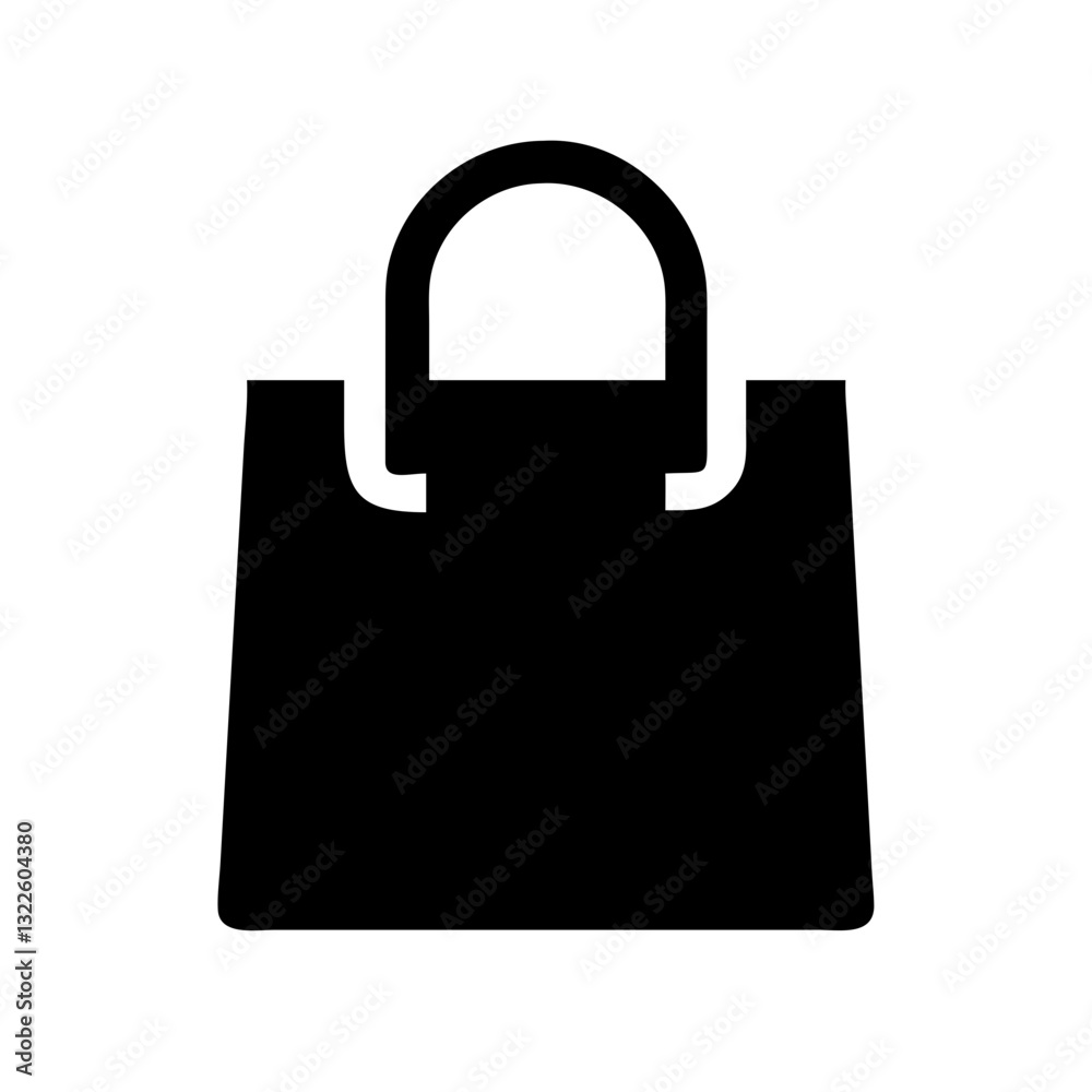 Black shopping bag icon on white. Use for retail, e-commerce, online shopping, and website design. Black shopping bag icon on white. Use for retail, e-commerce, online shopping, and website design.