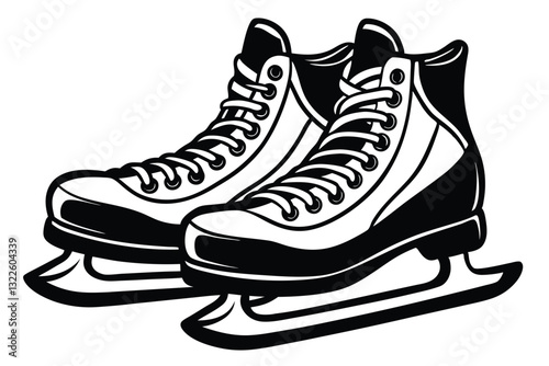 Ice skates isolated on a white background. The silhouette of the skates