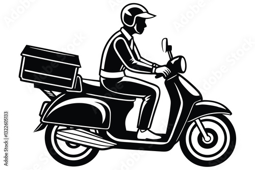 Motorcycle pizza delivery men couriers and postmen silhouette vector art