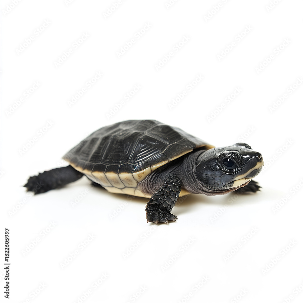 Obraz premium baby turtle on white background, showcasing its shell