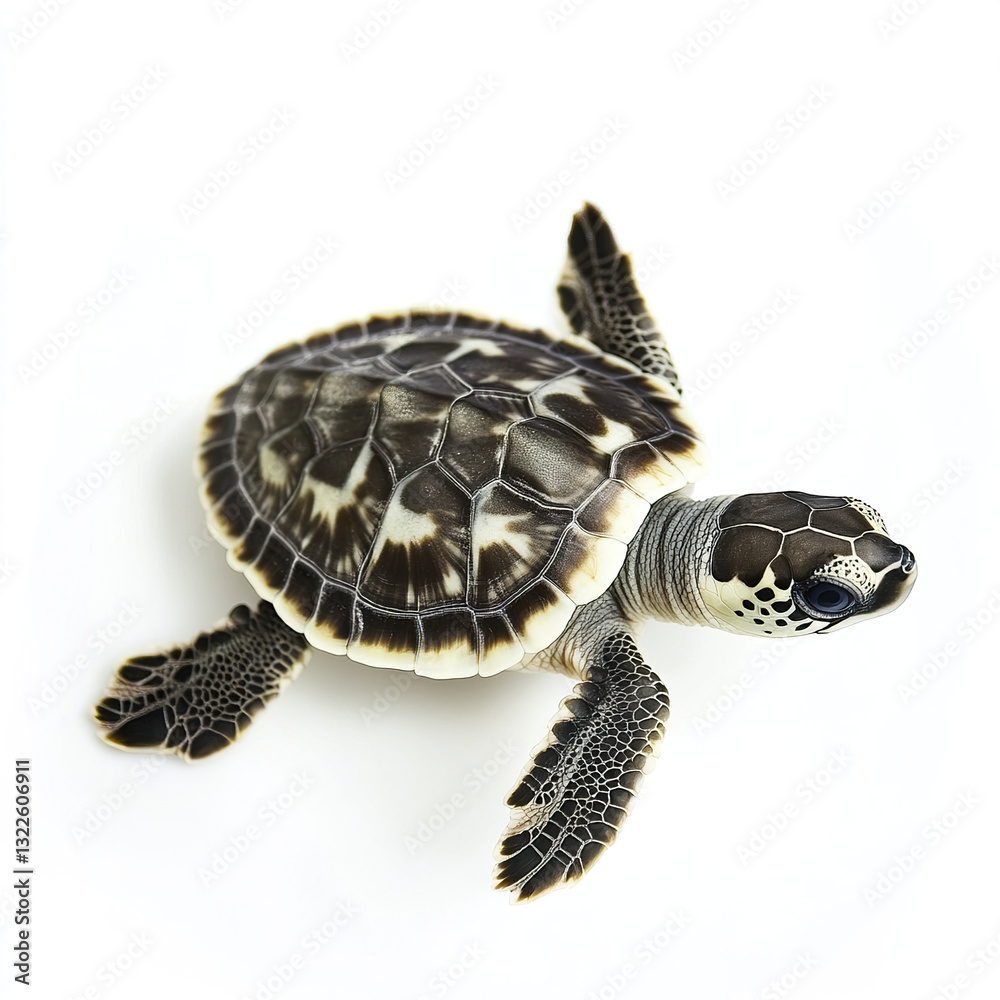 Obraz premium baby turtle with intricate shell patterns on white background