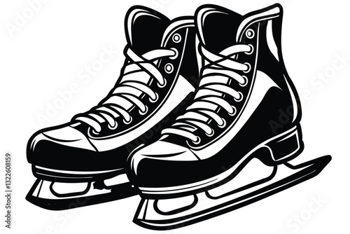 Ice skates silhouette isolated on white background