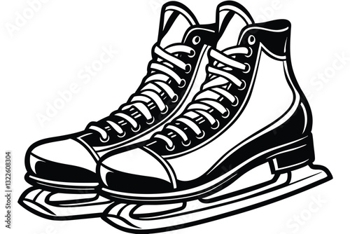 Ice skates silhouette isolated on white background