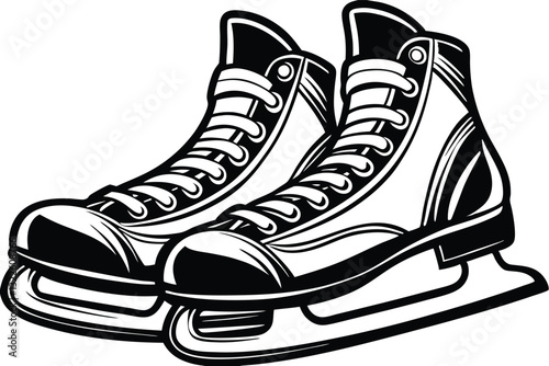 Ice skates silhouette isolated on white background