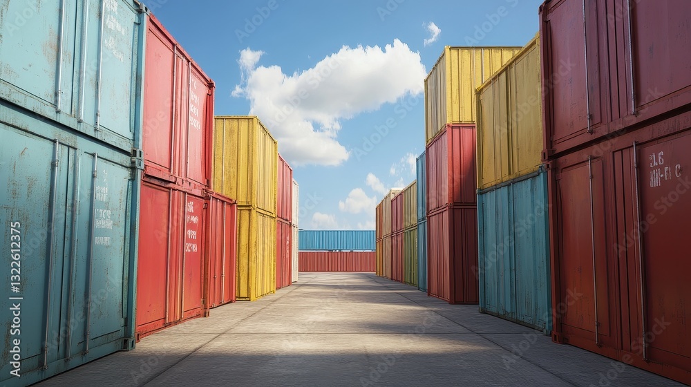 Fototapeta premium Containers in shipping yard, shipping port.