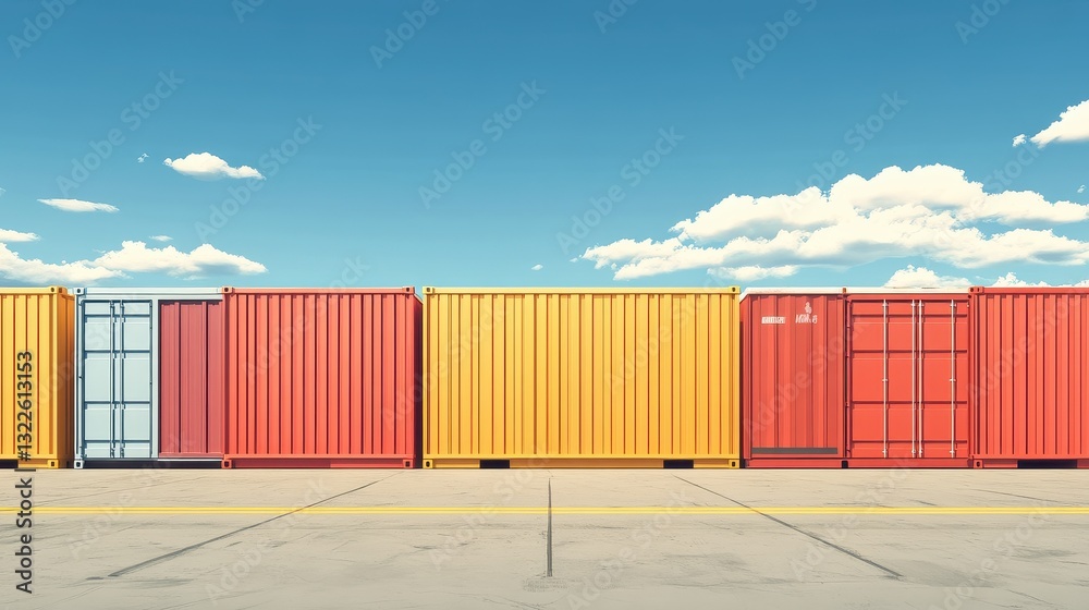 Fototapeta premium Containers in shipping yard, shipping port.
