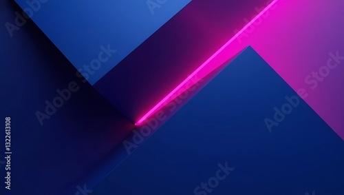 Abstract geometric background with vibrant blue and pink neon lighting, creating a modern and futuristic design.
