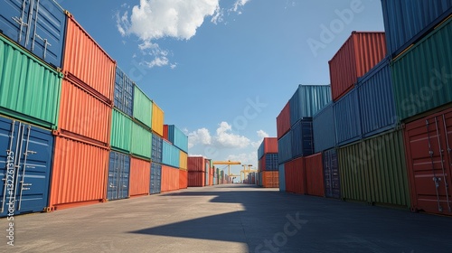 Wallpaper Mural Containers in shipping yard, shipping port. Torontodigital.ca