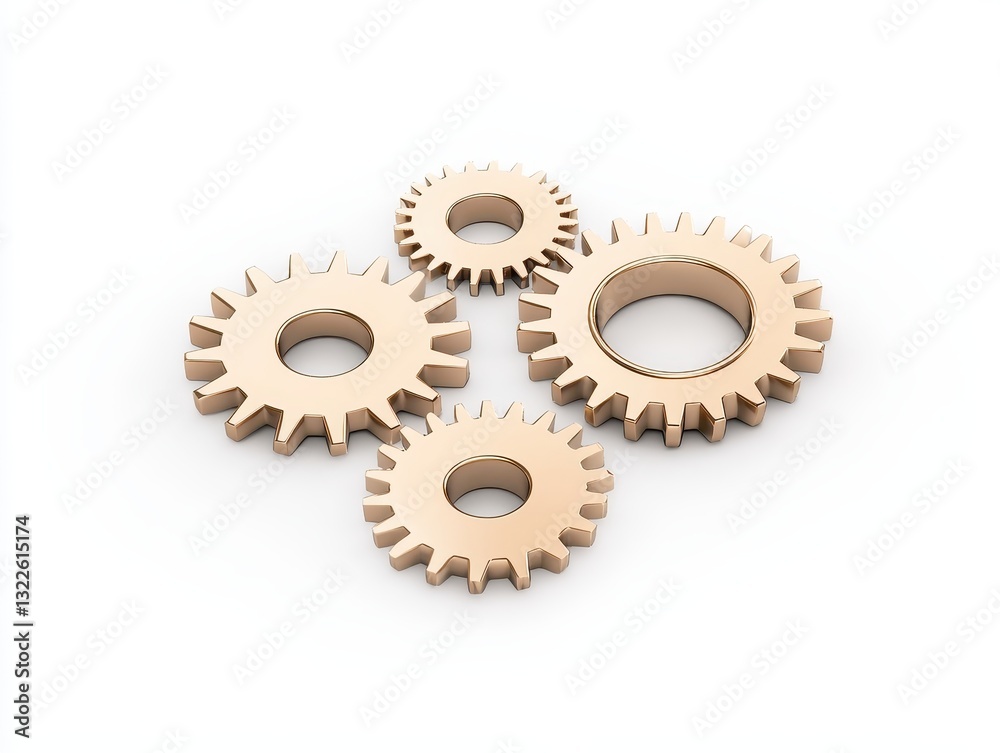 A close-up view of four interconnected gears symbolizing teamwork and mechanics A close-up view of four interconnected gears symbolizing teamwork and mechanics