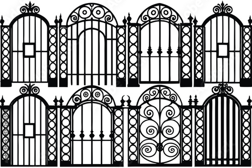 set silhouette vector Iron gates