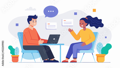 The client and the discussed setting boundaries and limits to prevent emotional overload.. Vector illustration