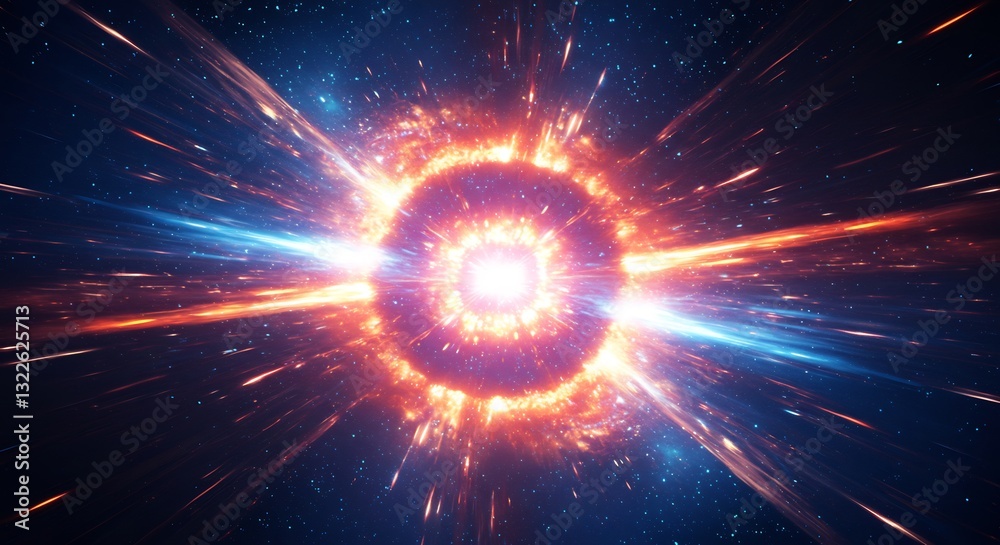 Fototapeta premium Fiery cosmic explosion radiates intense light. AI Generated