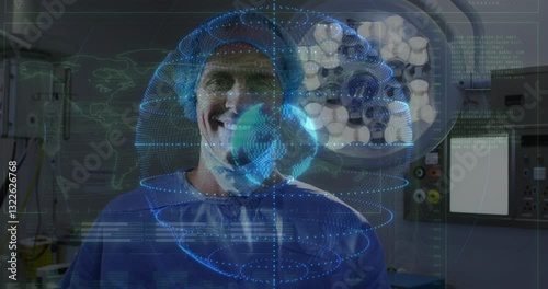 Wallpaper Mural In operating room, surgeon interacting with digital brain animation, focused on task Torontodigital.ca