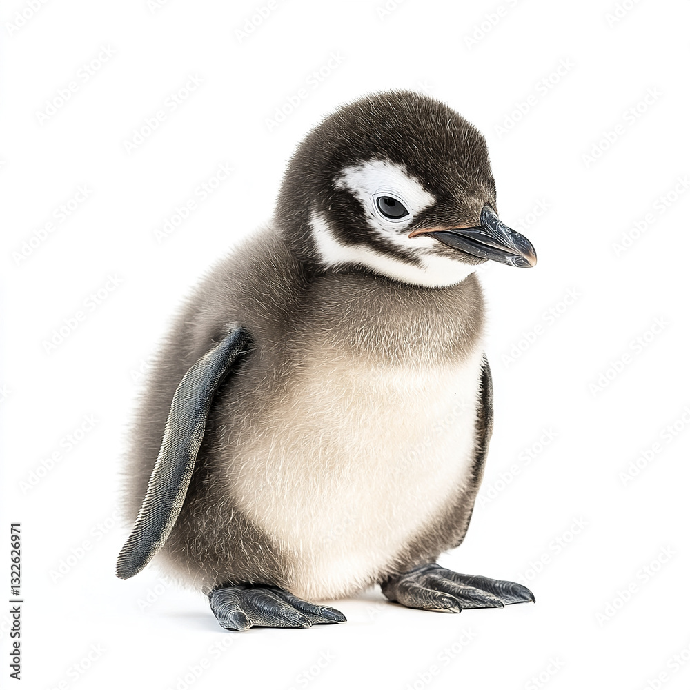 Obraz premium fluffy penguin chick isolated on white background
