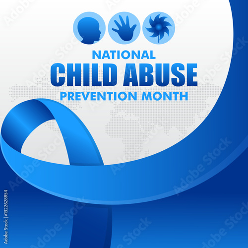 National Child Abuse Prevention Month is April. A time to raise awareness, protect children. Suitable for Banner poster, flyer and background design