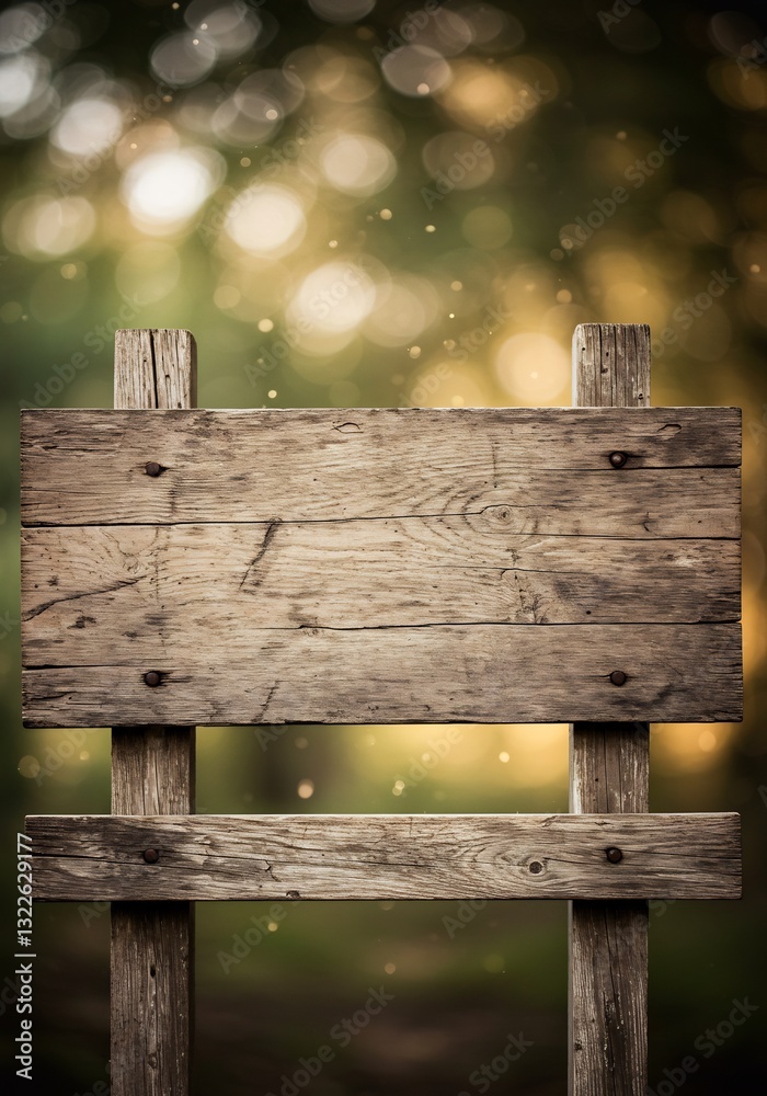 Fototapeta premium Rustic Wooden Signpost Softly Lit Forest. AI Generated