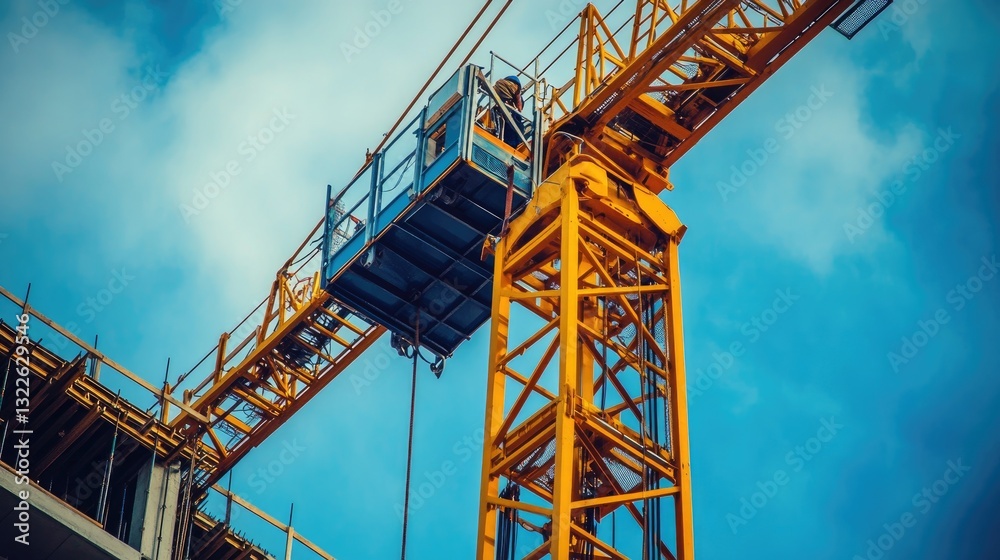 Construction Crane Against a Vivid Blue Sky Construction Crane Against a Vivid Blue Sky