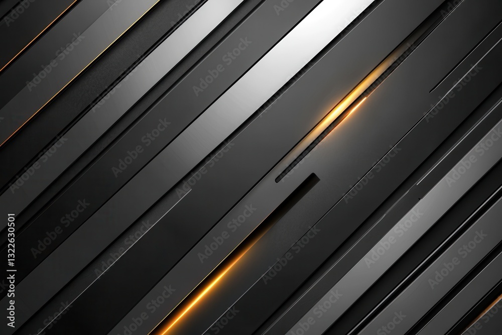 Fototapeta premium Dynamic metallic background with glowing intersections in a sleek industrial design featuring silver and black lines
