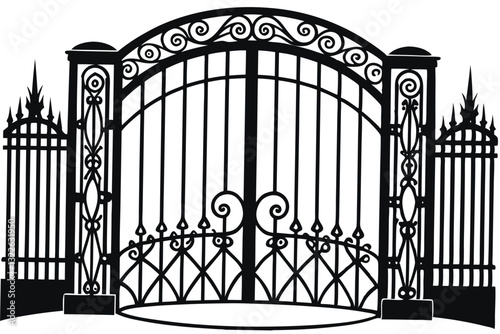 silhouette of a wrought iron gate vector