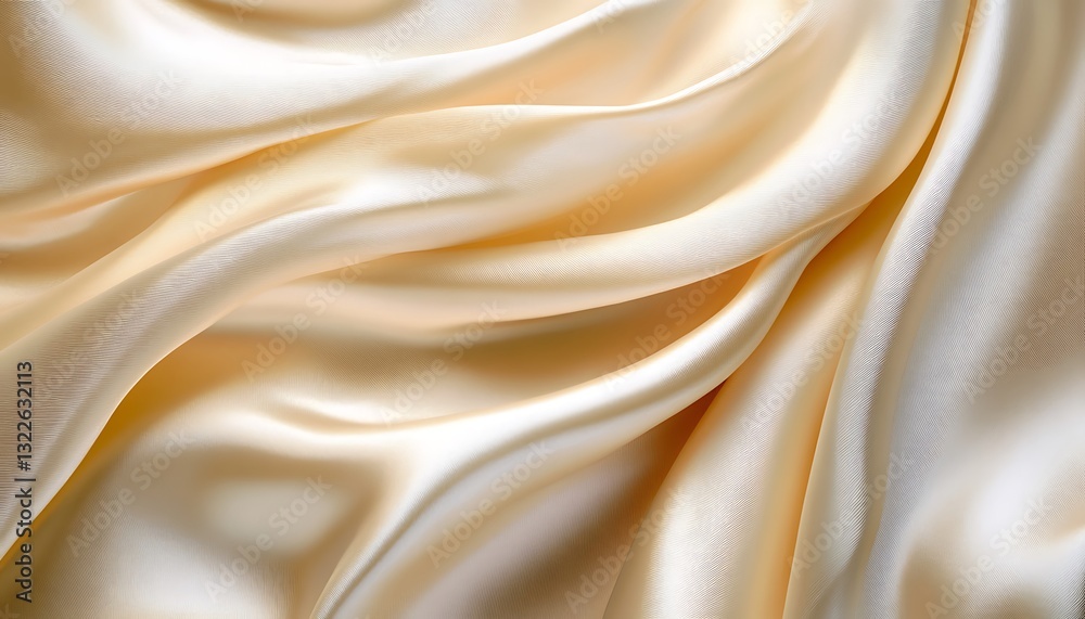 Cream silk fabric, draped, close-up Cream silk fabric, draped, close-up