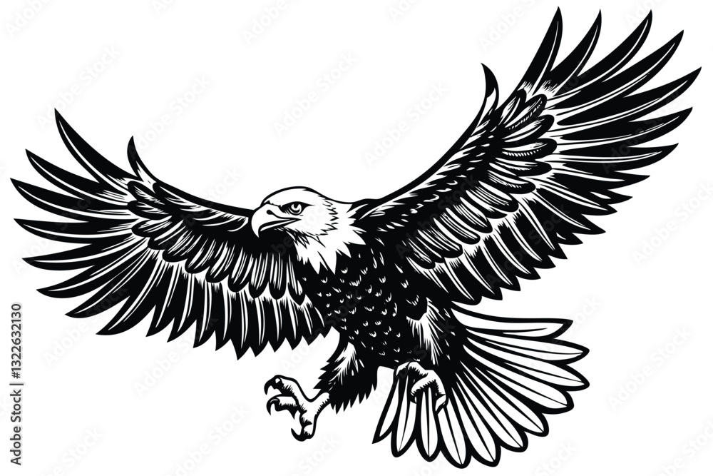Fototapeta premium Bald eagle silhouette Vector illustration