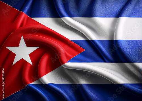 Waving Cuba National Flag Illustration in close up, part 1