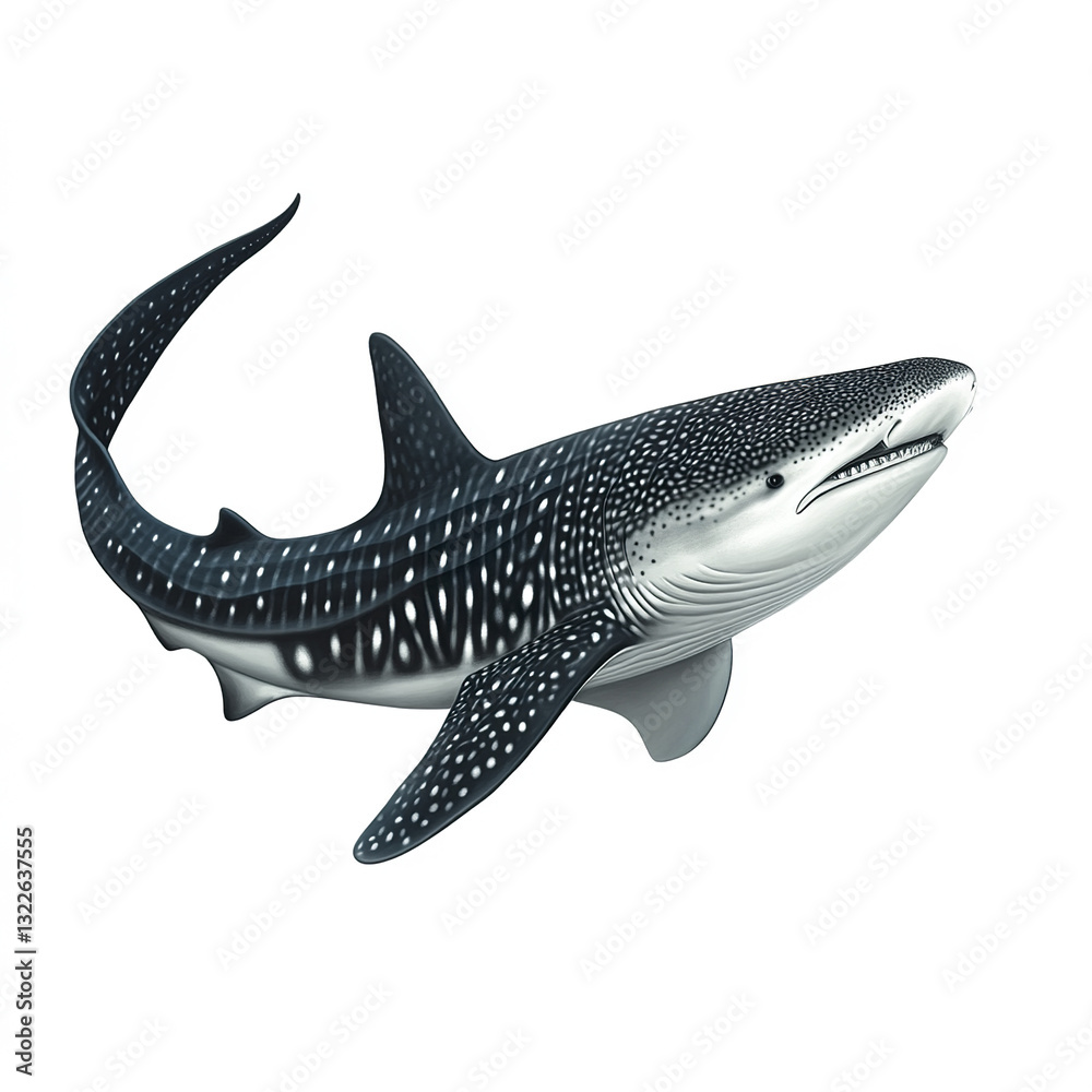 Fototapeta premium Whale shark illustration on white background