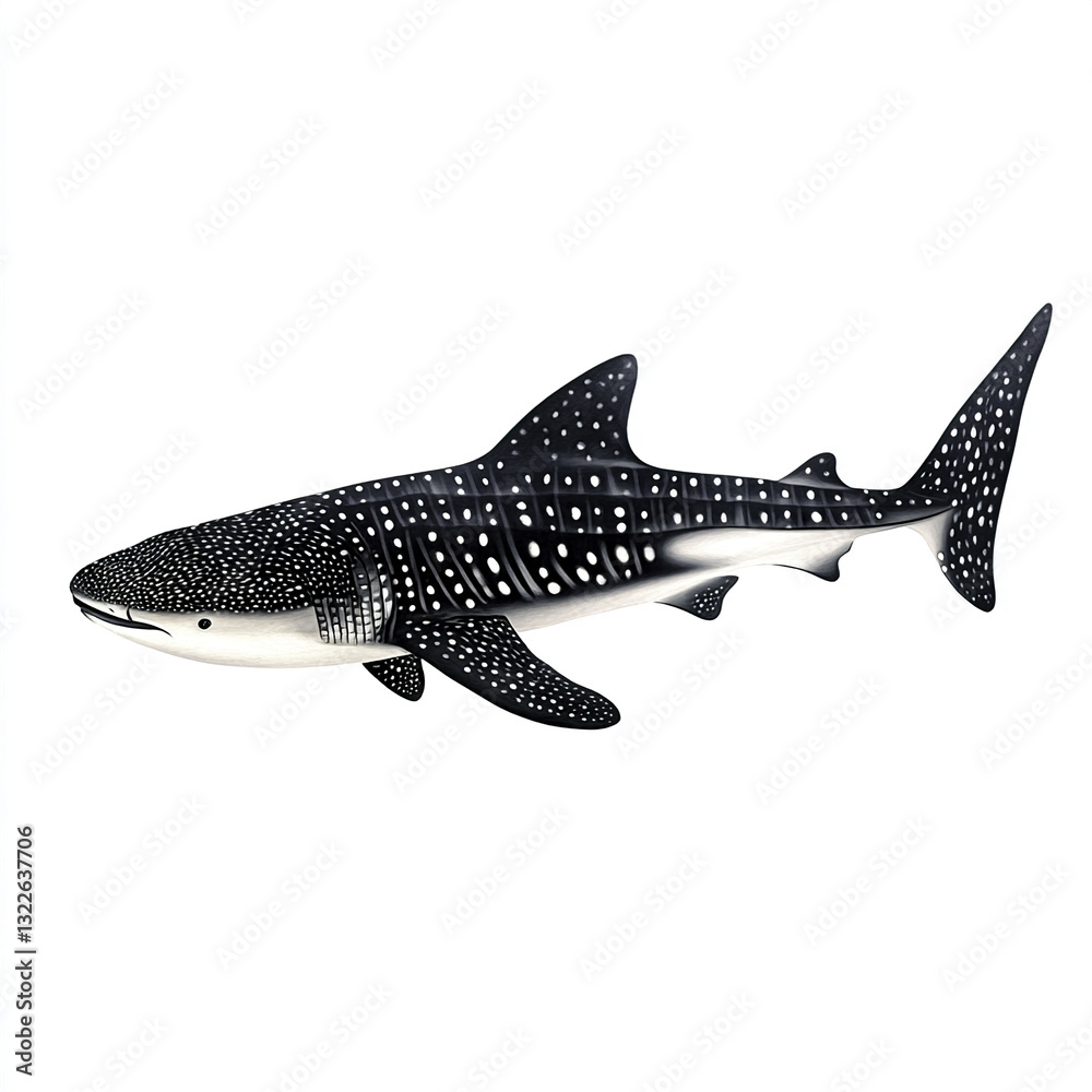 Fototapeta premium Whale shark illustration on white background