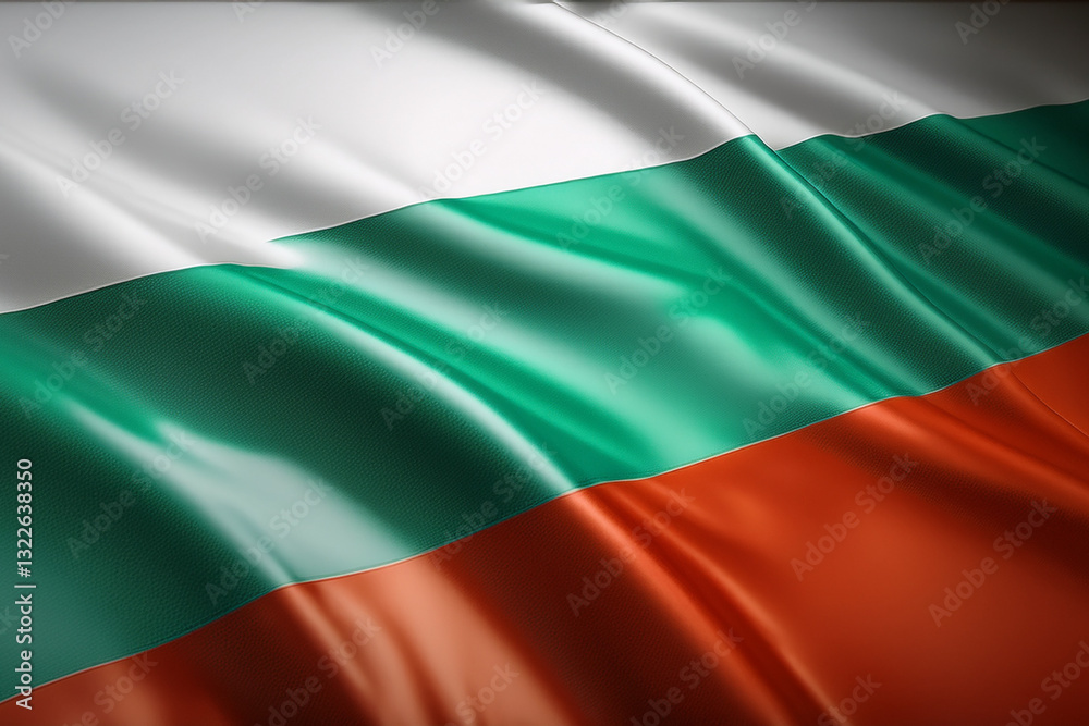Obraz premium Waving Bulgaria National Flag Illustration in close up, part 2