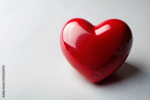 Red Heart on White Background: Minimalist Valentine's Day Stock Photo