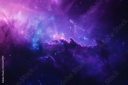 Clear Pixel Visual of Nebula and Galaxies in Space, Colorful Cosmos Background