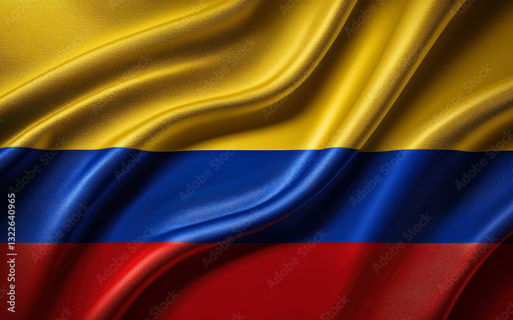 Fototapeta premium Waving Colombian National Flag Illustration in close up, part 4