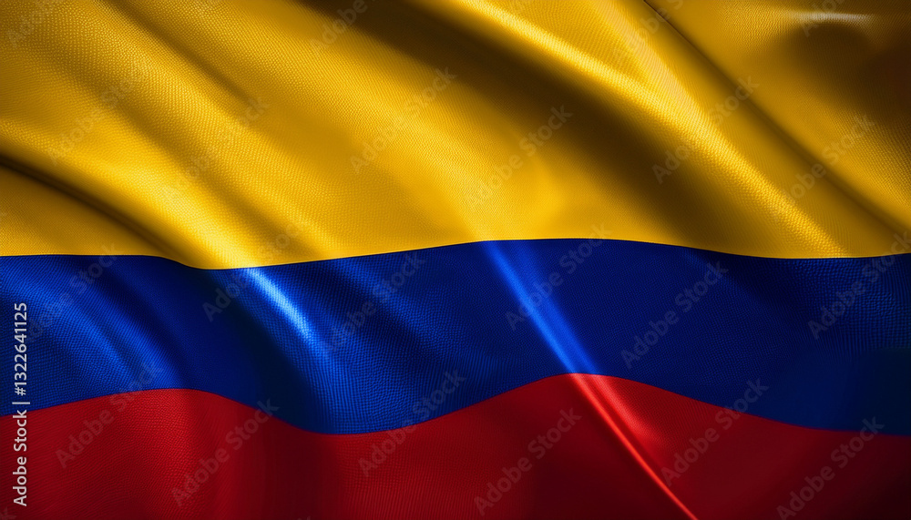Fototapeta premium Waving Colombian National Flag Illustration in close up, part 1