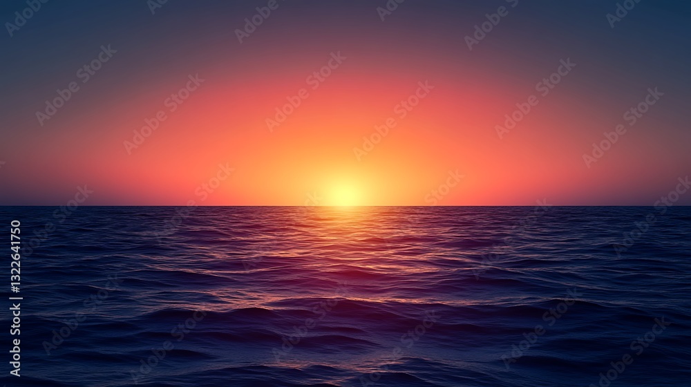 Crimson horizon view with a serene, meditative marine atmosphere Crimson horizon view with a serene, meditative marine atmosphere