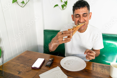 Eating pizza