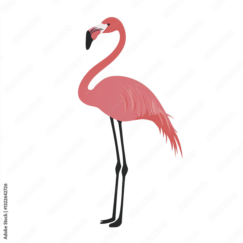 Fototapeta premium Flamingo standing silhouette design with pink feathers
