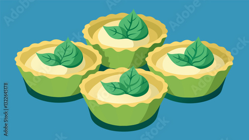 Light and airy puff pastry cups filled with a creamy spinach and artichoke dip.. Vector illustration