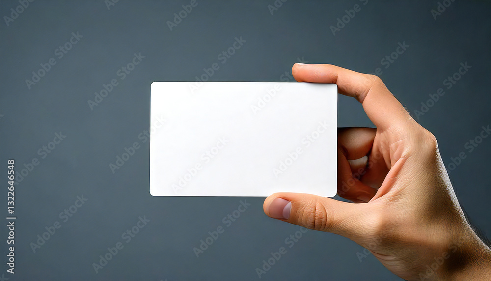 Hand holding blank white card. Perfect for hand posing elements like bank card, ID card, credit card, etc.