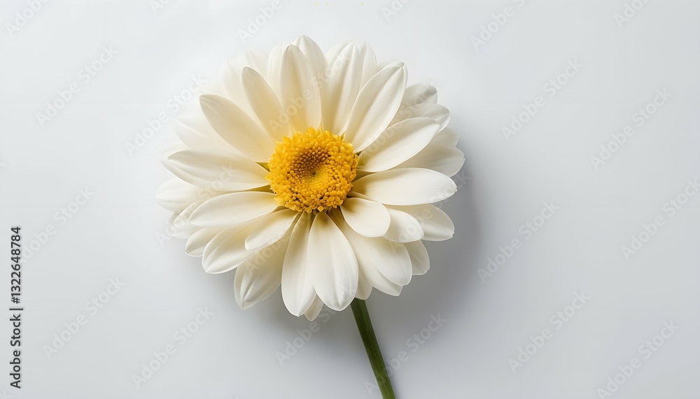 White Daisy Flower on White Background Top View Isolated Nature Beauty White Daisy Flower on White Background Top View Isolated Nature Beauty