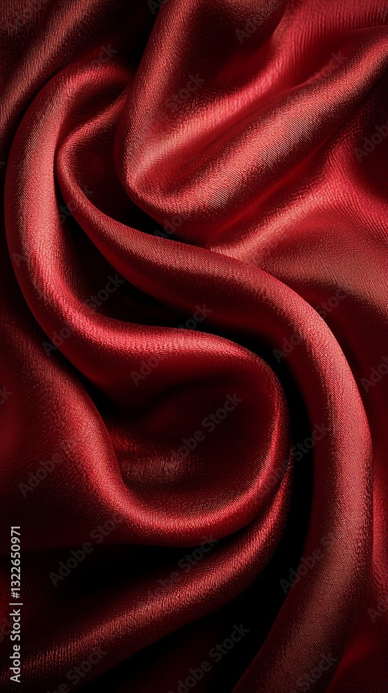 Fototapeta premium Crimson Red Satin Fabric Swirling And Displaying Its Softness