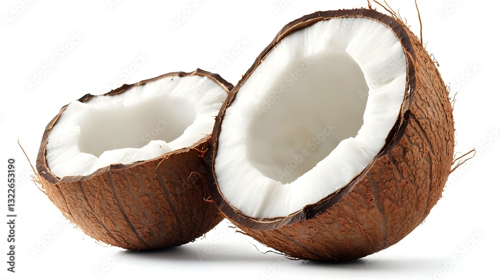 half coconut isolated on white background