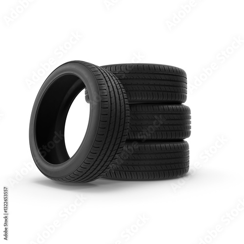 New car tires stacked