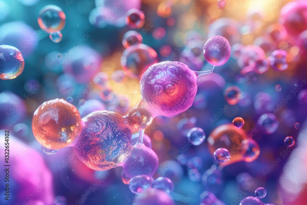 High Definition Image of Microscopic Molecules in Vibrant Light Explosion High Definition Image of Microscopic Molecules in Vibrant Light Explosion