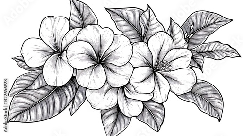 Wallpaper Mural Flowers, sketch, white background, design Torontodigital.ca