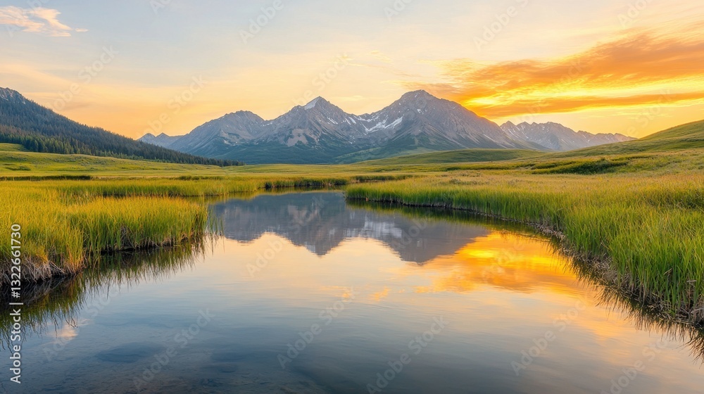 The serene sunset casts a warm glow over the tranquil lake, creating a mesmerizing reflection of the majestic mountains and vibrant sky merging into dusk, all set against a peaceful natural backdrop. The serene sunset casts a warm glow over the tranquil lake, creating a mesmerizing reflection of the majestic mountains and vibrant sky merging into dusk, all set against a peaceful natural backdrop.