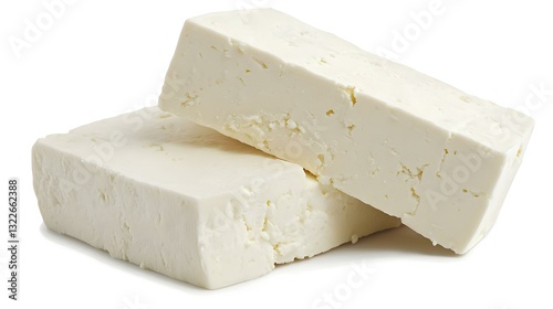 Close-up of a fresh block of paneer cheese