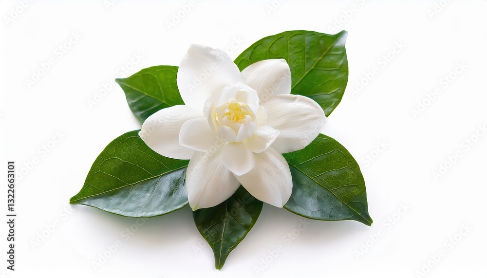 Isolated Jasmine Flower on White Backdrop, Showcasing Delicate Elegance and Vibrancy against a Minimalist Clip Path, Representing Purity in Solitude at Midnight Hour. Isolated Jasmine Flower on White Backdrop, Showcasing Delicate Elegance and Vibrancy against a Minimalist Clip Path, Representing Purity in Solitude at Midnight Hour.