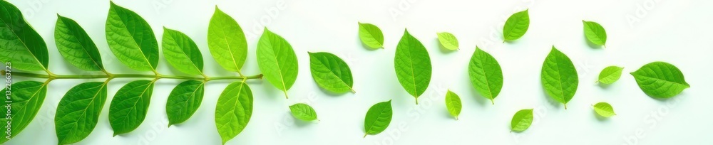 Obraz premium Green herbal leaves on white background, isolated, natural, supplement