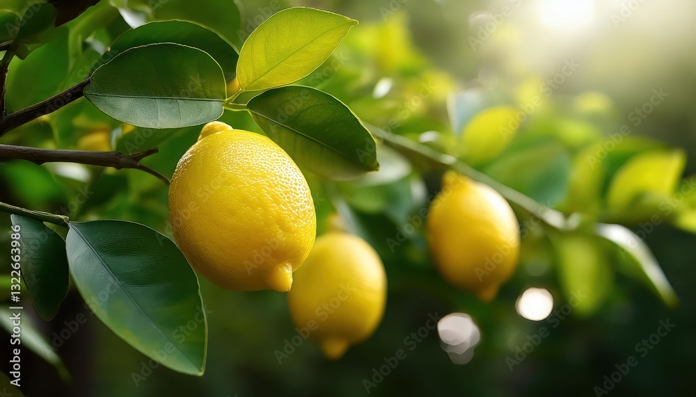 Vibrant Lemon Tree in Golden Hour Twilight Rich Textures of Juicy Lemons and Fresh Greenery Amidst the Fading Daylight, Offering a Serene and Inviting Scene for Digital Art, Home Decor, or Vibrant Lemon Tree in Golden Hour Twilight Rich Textures of Juicy Lemons and Fresh Greenery Amidst the Fading Daylight, Offering a Serene and Inviting Scene for Digital Art, Home Decor, or